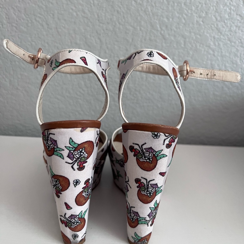 Sophia Webster Wedge Sandal SWSS16297 Pink Black Swirl Design size 37 / 6.5 - Picture 3 of 11